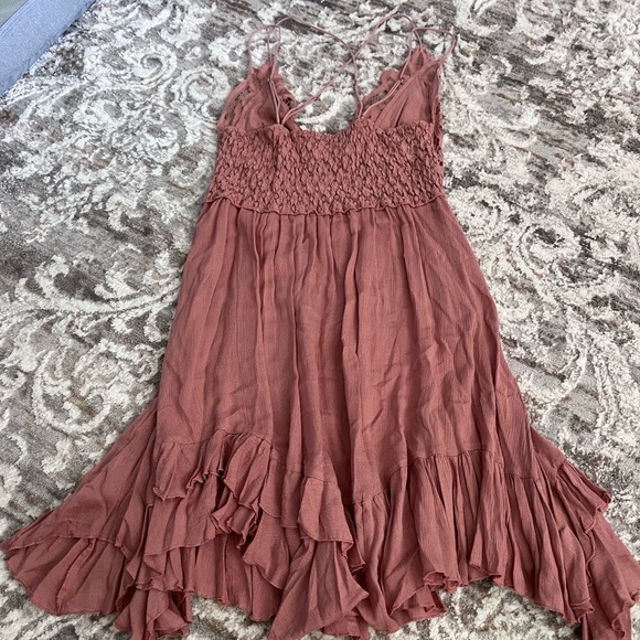 Free People One Adella Crinkle Slip Dress Lace Bralette Rose - Size Medium - Picture 4 of 8